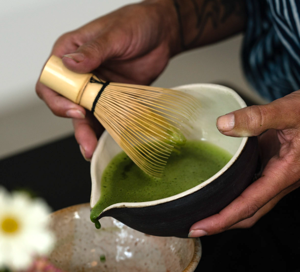 Pouring Matcha Tea With Traditional Bamboo Tools Digital Art by