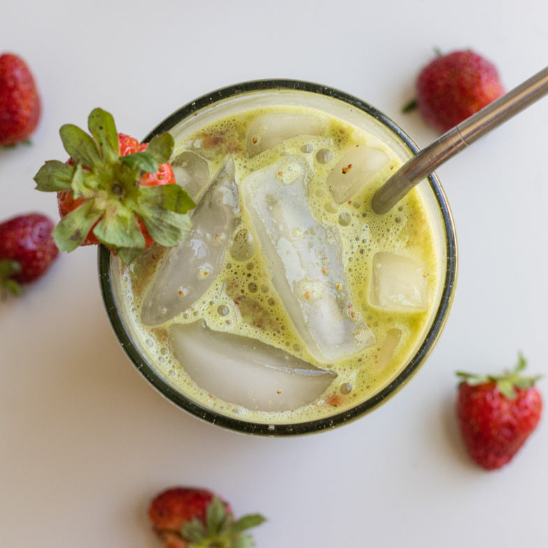 Iced Strawberry Matcha Latte | An Avocado Skillet Recipe