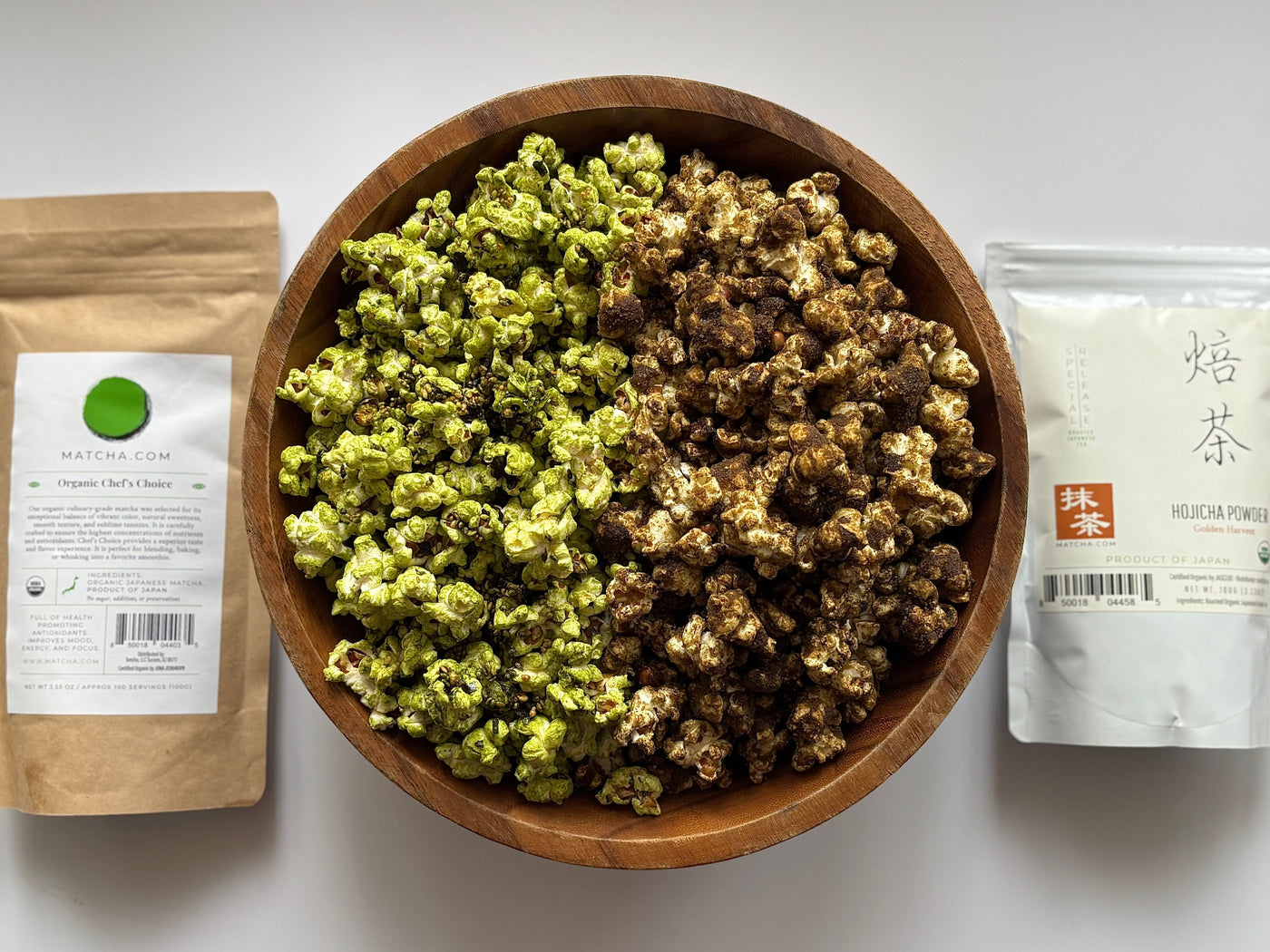 Matcha Furikake & Hojicha Caramel Popcorn recipe