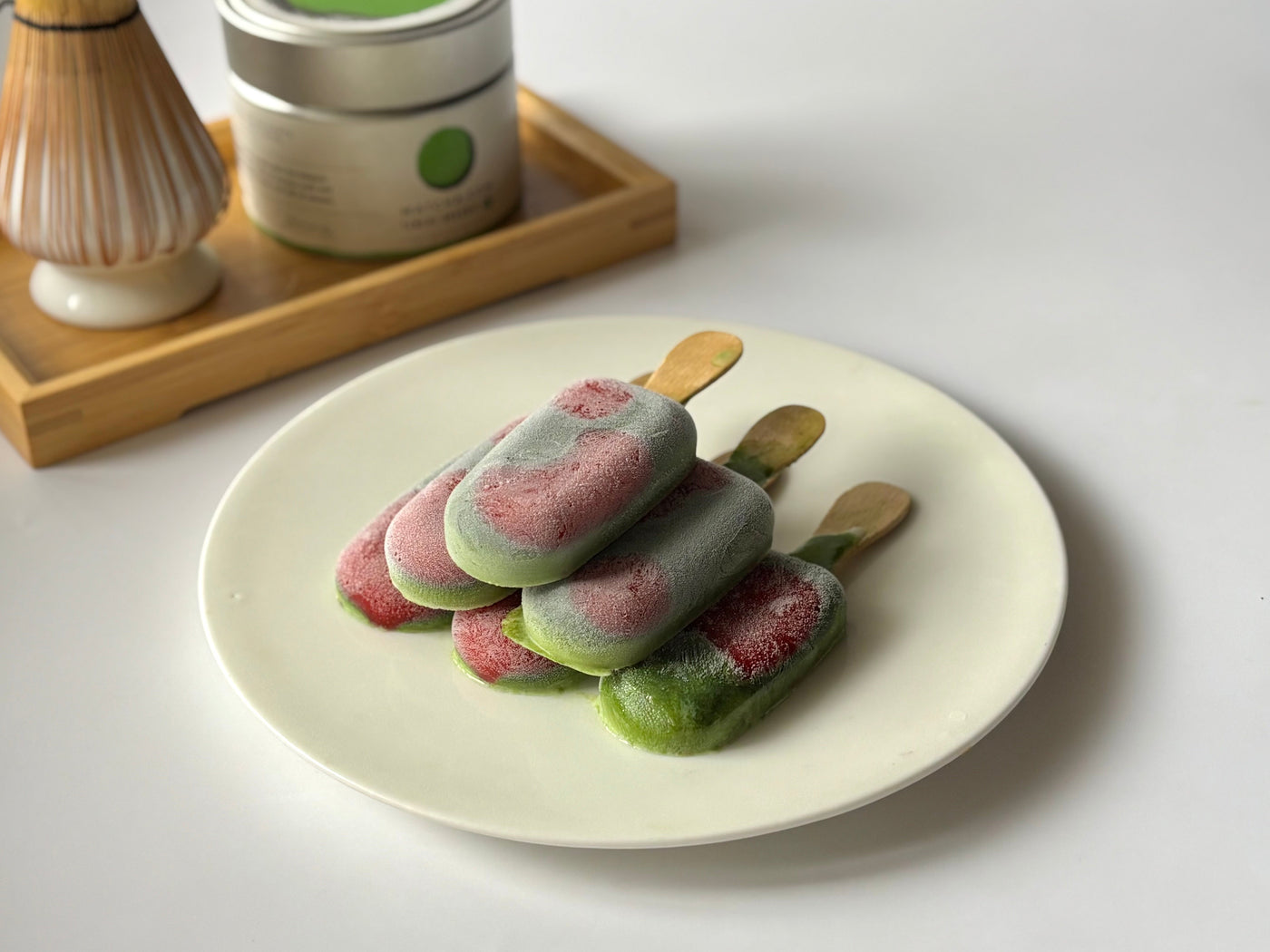 Strawberry Matcha Latte Popsicles
