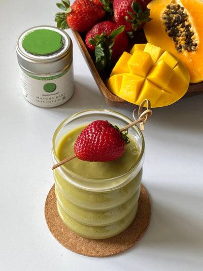 Summer Glow Smoothie Recipe with Matcha, Strawberry, Papaya, and Mango