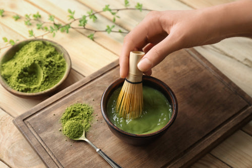 Matcha is a high-quality green tea that is finely grounded in powdered form. When prepared, matcha powder is whisked with hot water